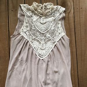 Lace embellished tank top blouse